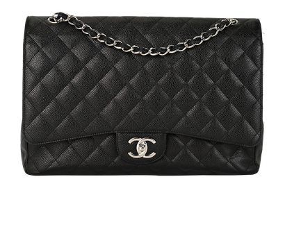 Maxi Double Flap, &pound;4,100, Handbags, Black, Caviar Leather, Front view